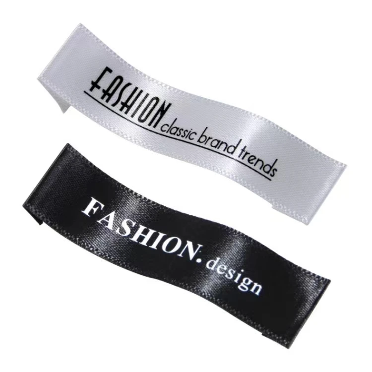 Custom Printing Brand Logo Satin Clothing Woven Label Soft Wash Garment Label For Clothes