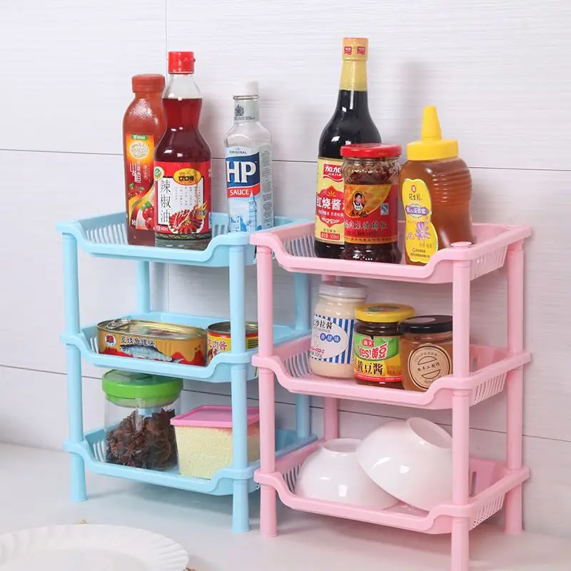 Triangular rectangular three-story rack bathroom plastic storage rack bathroom kitchen storage rack floor tripod