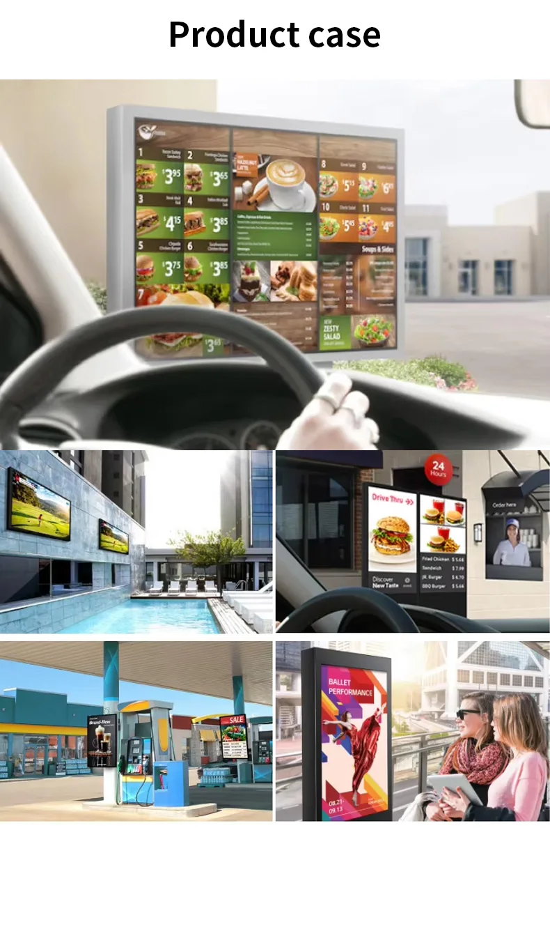 High Quality 4K LCD Screen Digital Menu Board Water Sign Multifrequency Combination Restaurants Shopping Malls Wayfinding