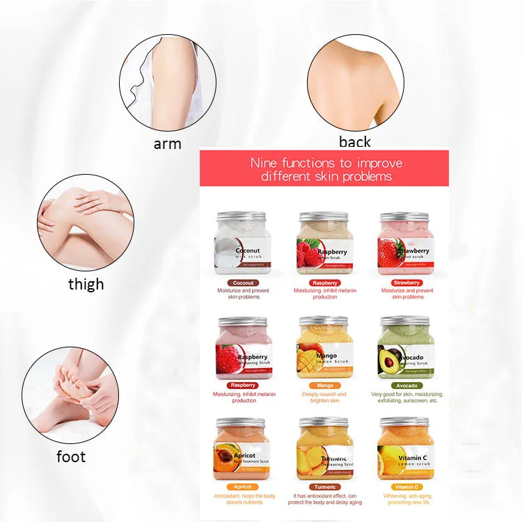 Hot Selling Private Label Salt Scrub Body Sugar Scrub Exfoliate Skin Whitening Body Scrub