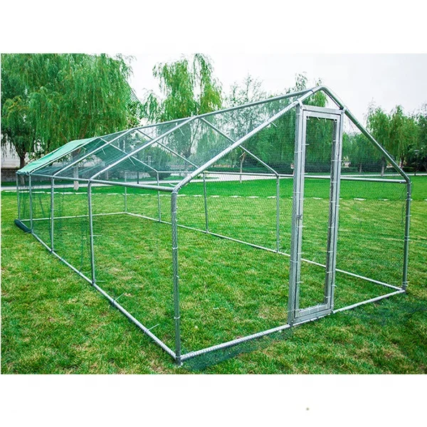 Metal  galvanized turkey chicken coop house with large run or poultry