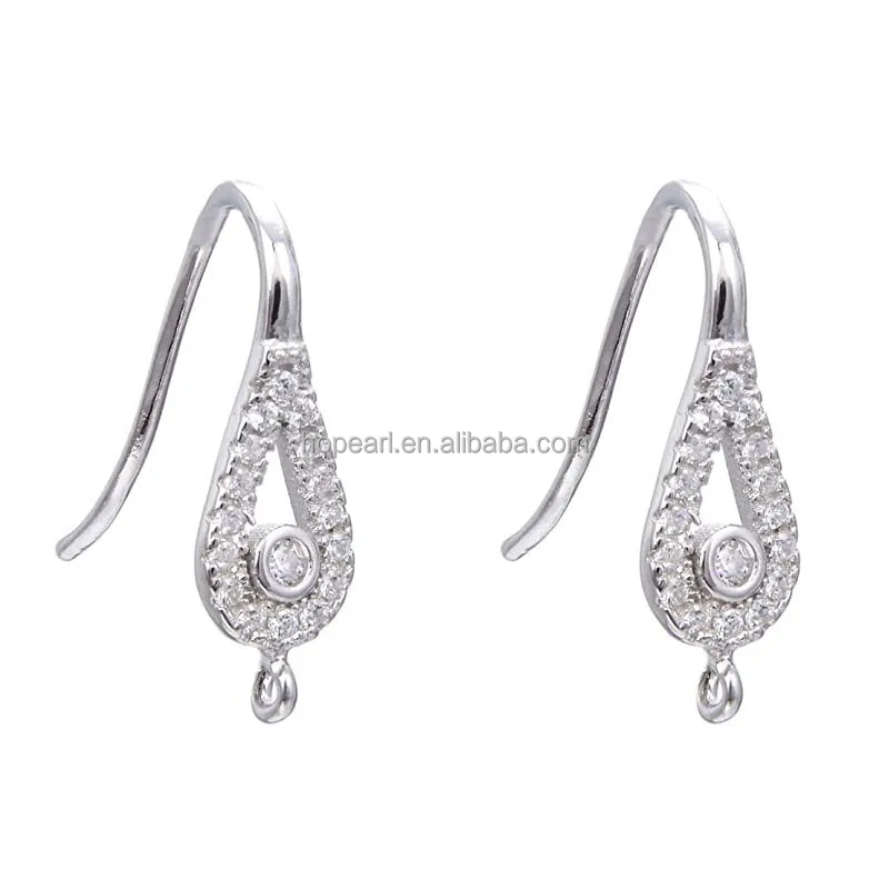 SSE317 Pear Design 925 Silver Earring Hook Solid Sterling Accessory Zircon Earrings Findings