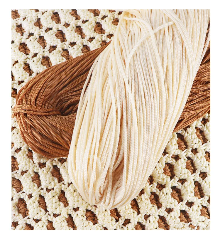 4mm Chunky Glossy Light Braided Polyester Rope Crochet Bag Sun Helmet Macrame Silk Cord Yarn