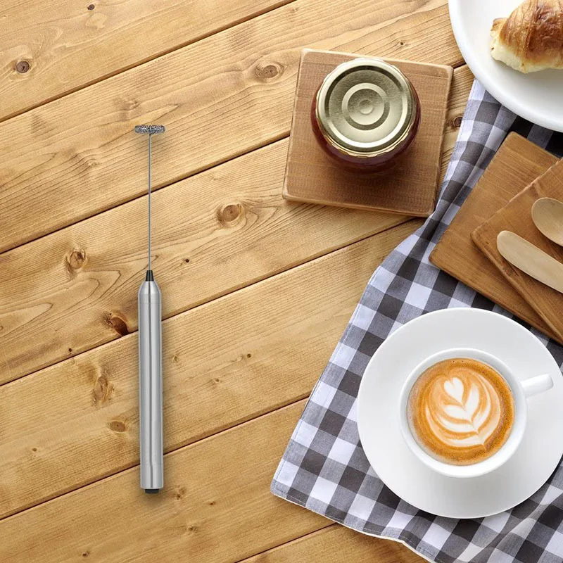 Manual Automatic Battery Powered Stainless Steel Electric Matcha Coffee Whisk Electric Milk Frother