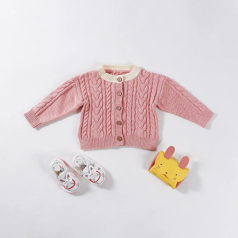 Wholesale Unisex Jacquard Knit Sweater Coat Comfortable Winter Coat for Baby Kids Casual Style with Solid Pattern Plus Size