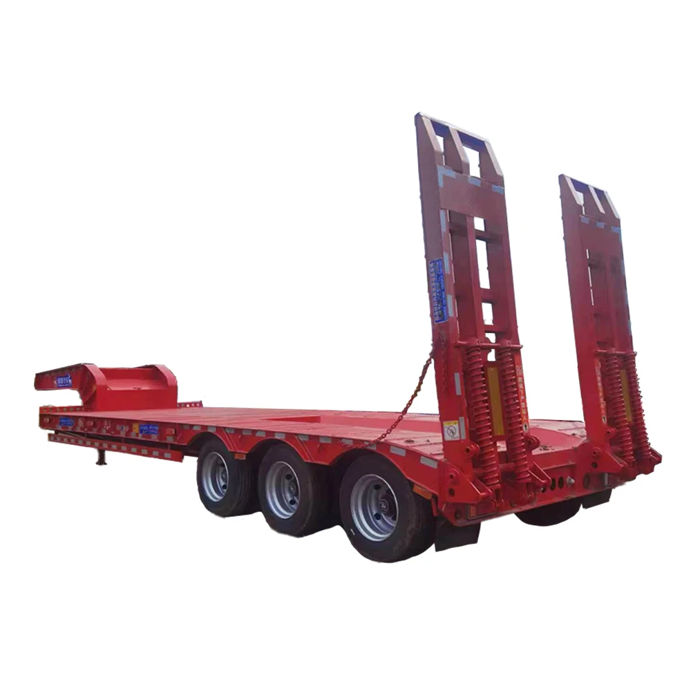 Factory 3 Axles 60Ton low trailer semi truck trailer 3 axle semi trailer lowbed semi truck price With Factory hot sale