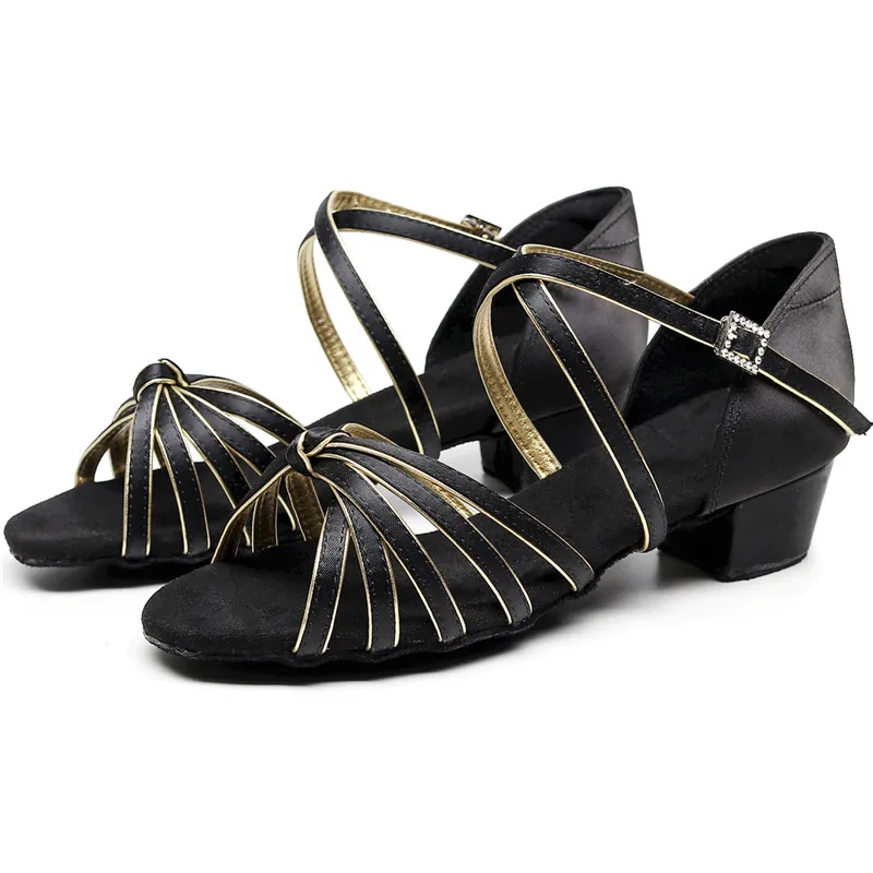 New Dance Shoes Latin Girl With Satin Comfortable Soft Bottom Kids Ballroom Shoes
