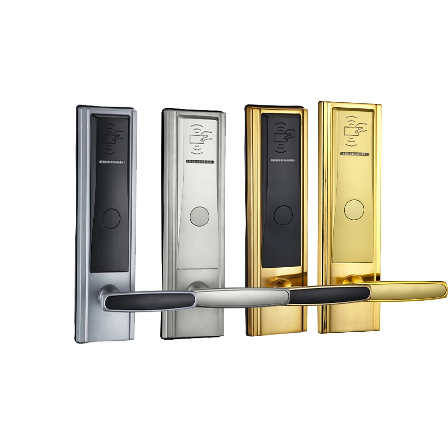 Temic 5557 & 13.56mhz Card key with Free software electronic hotel key card handle door locks