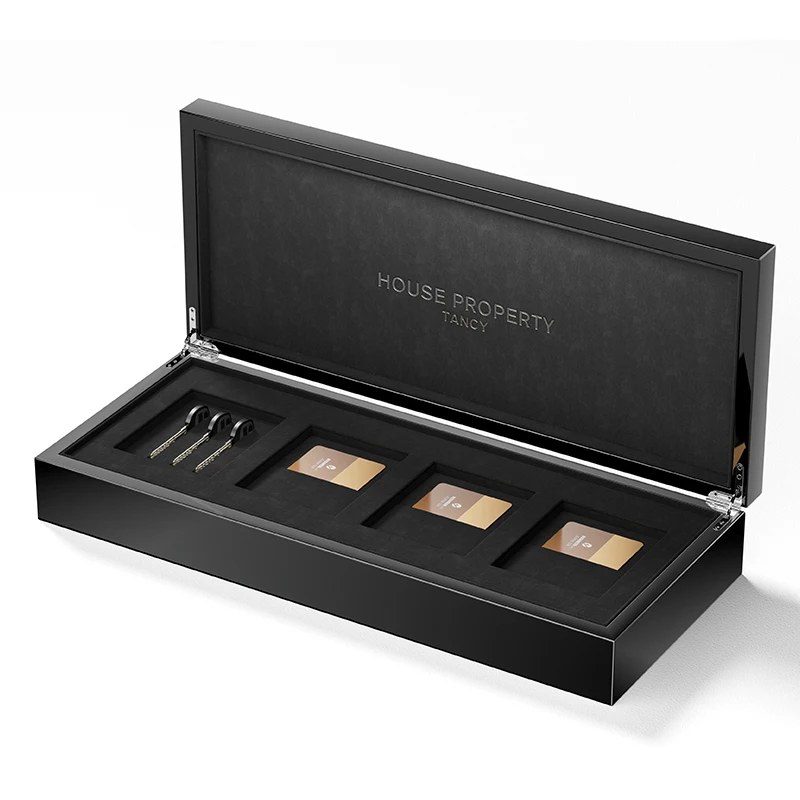 Key business name card credit card box gift box custom logo wooden key sports card storage box