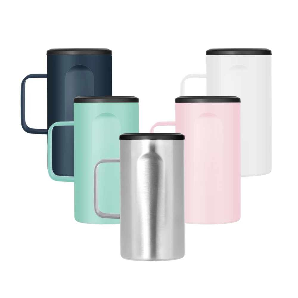  450ML Factory direct sale Wholesale Beer Can Cooler The new design non tipping can cooler 15 oz with handle