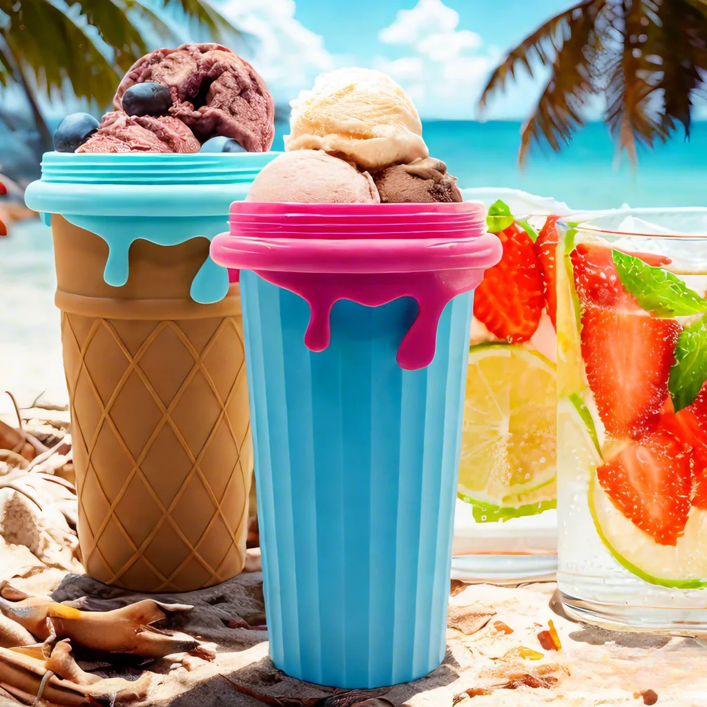 Hot Sales Summer Slushy Novelty Cup Durable Squeeze Cup  Slushy Maker Portable Slushie Maker Cup Magic Quick Frozen Smoothies
