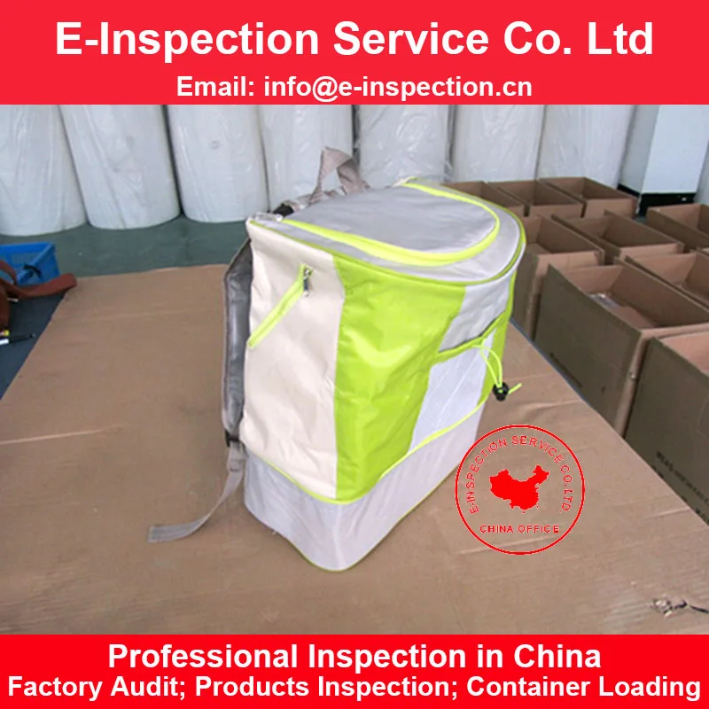 China QC Huizhou Guangzhou Yiwu ice bag handbag back bag Amazon FBA inspection service pre shipment inspection inspection
