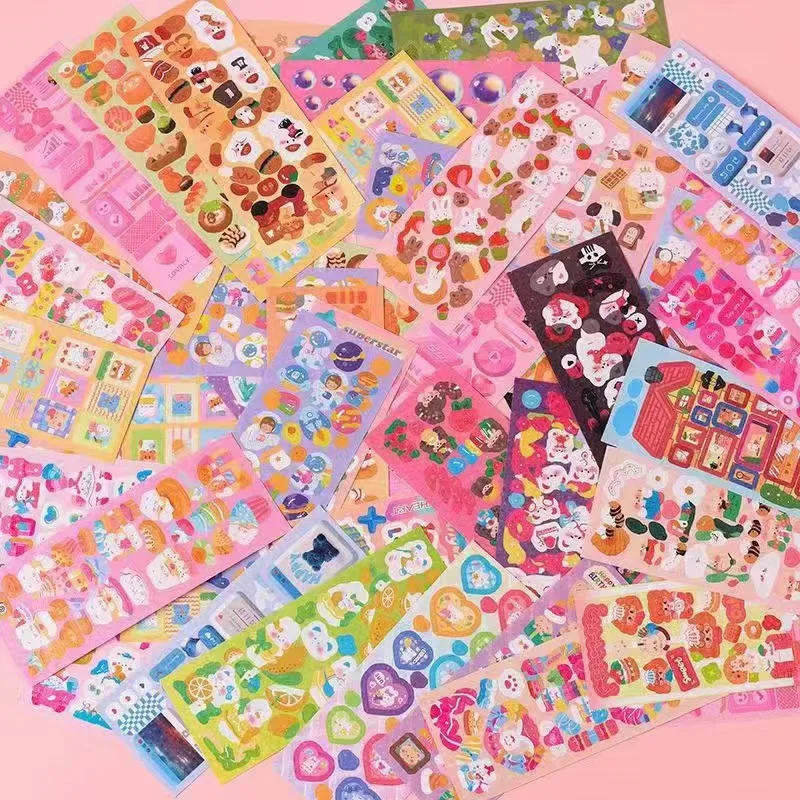 New Design Holographic  Star Sticker Head Laser Flash Film Cute Shape Kpop Idol Decal All Cut Self-adhesive Goo Card Paster