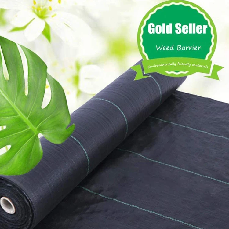 Черный цвет с зеленой линией Сельскохозяйственные пластиковые изделия PP Weed Mat