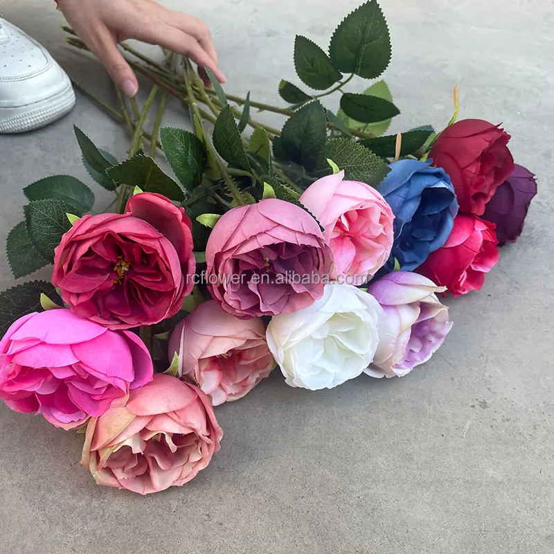 Decorative Rose Artificial Flowers Single Bulk Silk red Roses Real Touch Flower Artificial For Wedding Decor