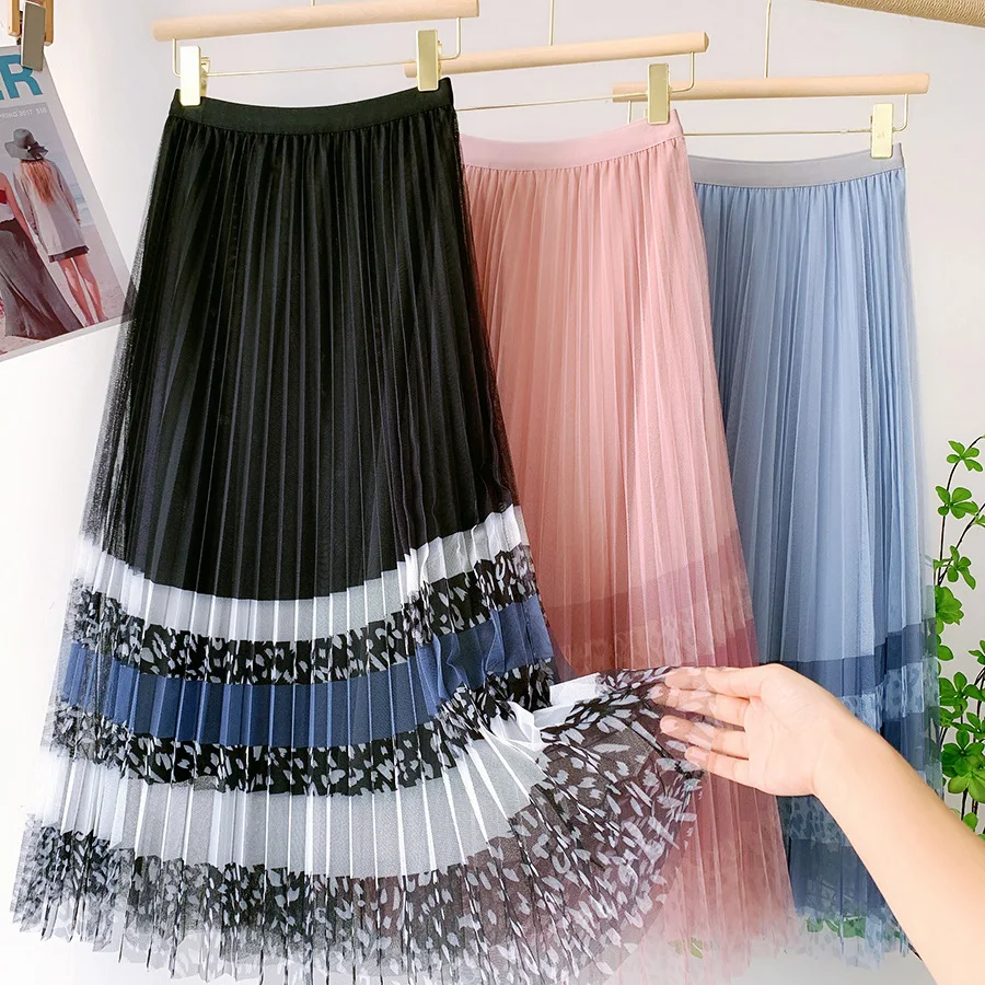 Wholesale Fashion Skirts Women Solid Color Custom Print A-line Full Long Pleated Skirt For Women