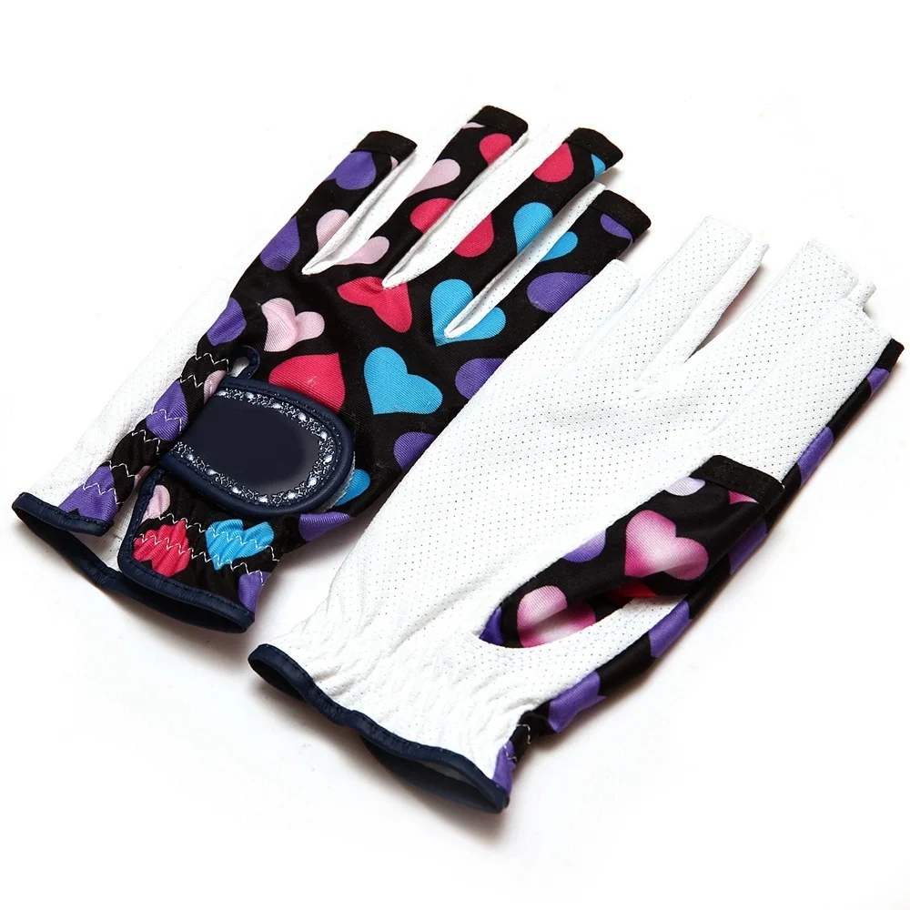 Custom Janpan Punching Polyester Print Nail Breathable Fabric Golf Gloves