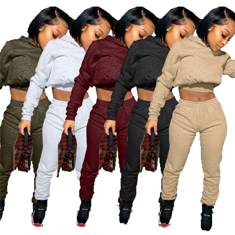 
Womens Joggers 2 Piece Crop Top Fall Two Pieces Jogger Tracksuit Set Sweatsuit Set Two Piece Pants Set for Women 