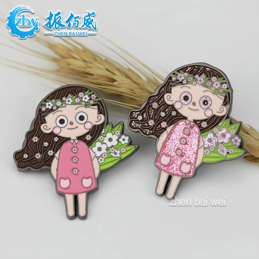 Chinese manufacturer Custom metal lapel pin badge Design your own custom cartoon animation cute soft hard glitter enamel pin