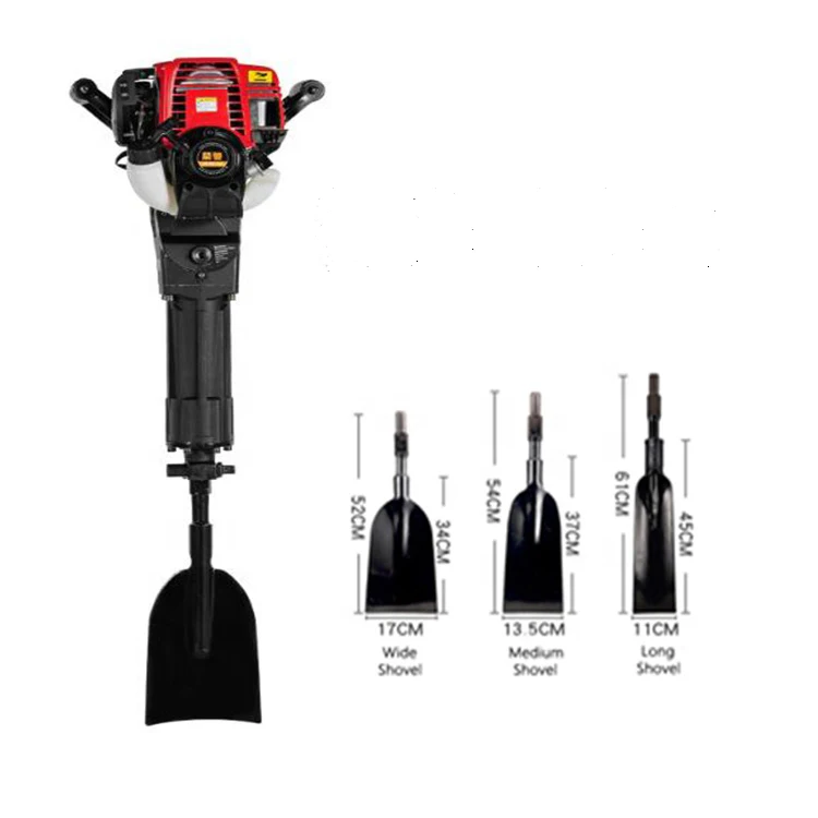 Handheld Gasoline 4 Stroke Portable Petrol Jack Hammer Gas Powered Gasoline Tree Digger with Three Cutting Roots Spades Shovels