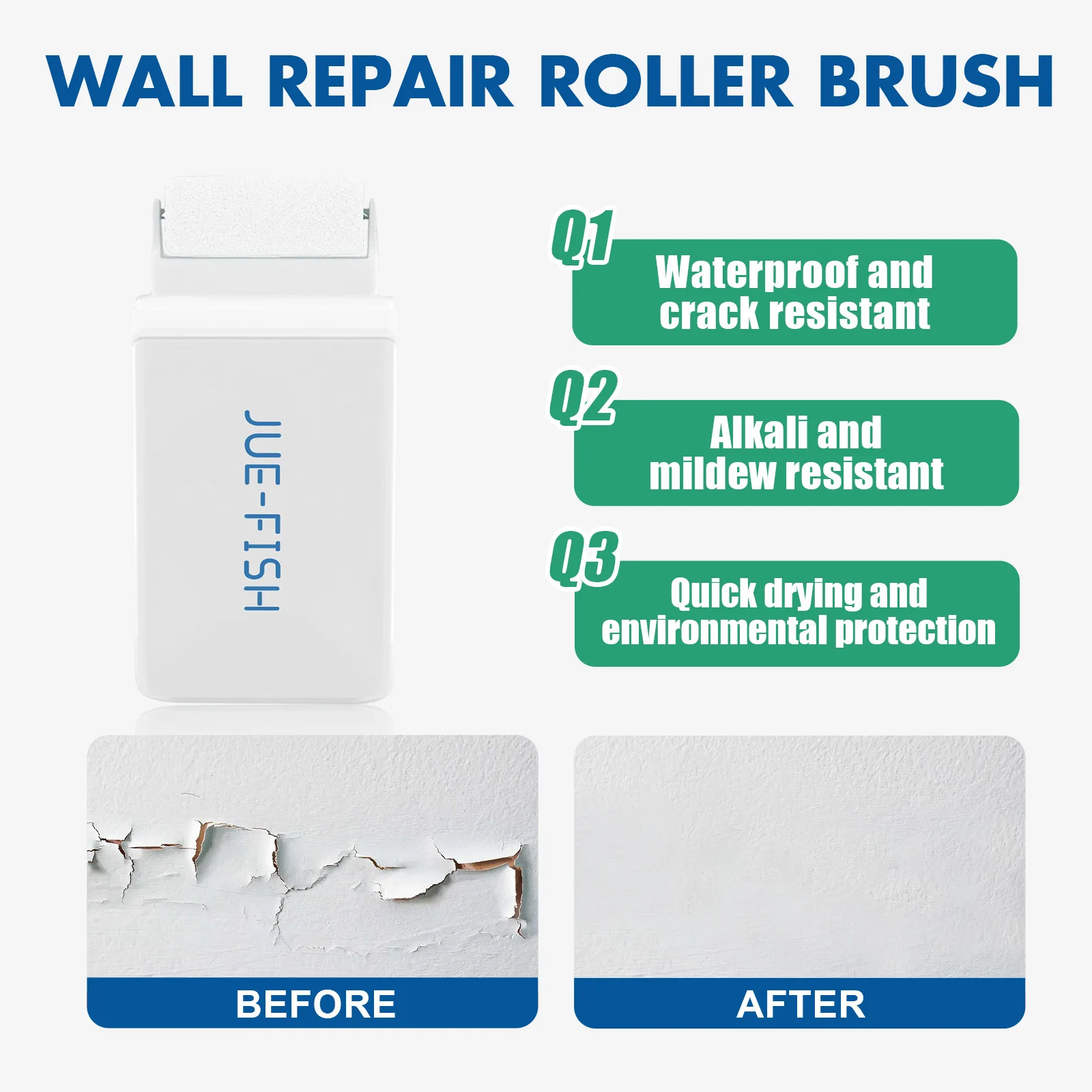 Wall repair roller brush moisture resistant crack graffiti cover renovation with paint wall paint
