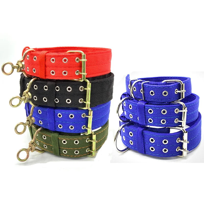 Manufacturer Wholesale pet collar 2 Rows Adjustable nylon tactical dog collar outdoor durable big large dog pet collar