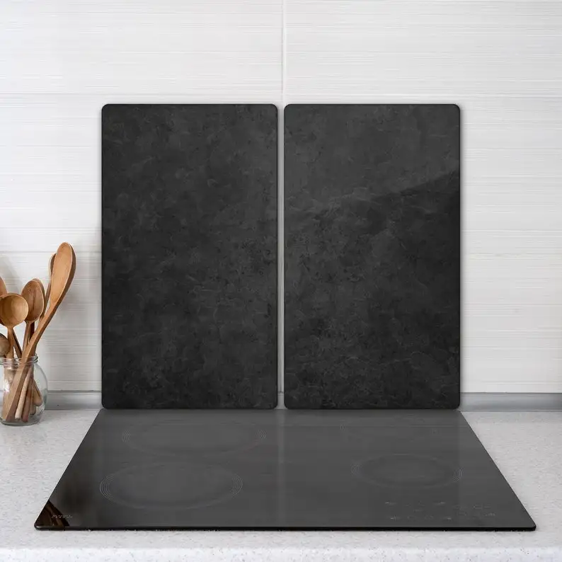 Gray Tempered Glass Chopping Board and Black Board 30x52cm Custom Cutting Boards for Kitchen