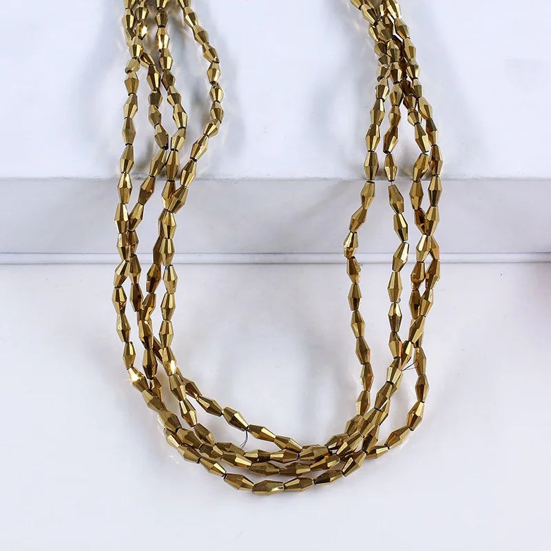 Huiyuan  Factory. Long Bicone Glass Bead Jewelry Making 3X6 and 4X8MM Crystal Bead Pendant Necklace Decoration DIY Accessories