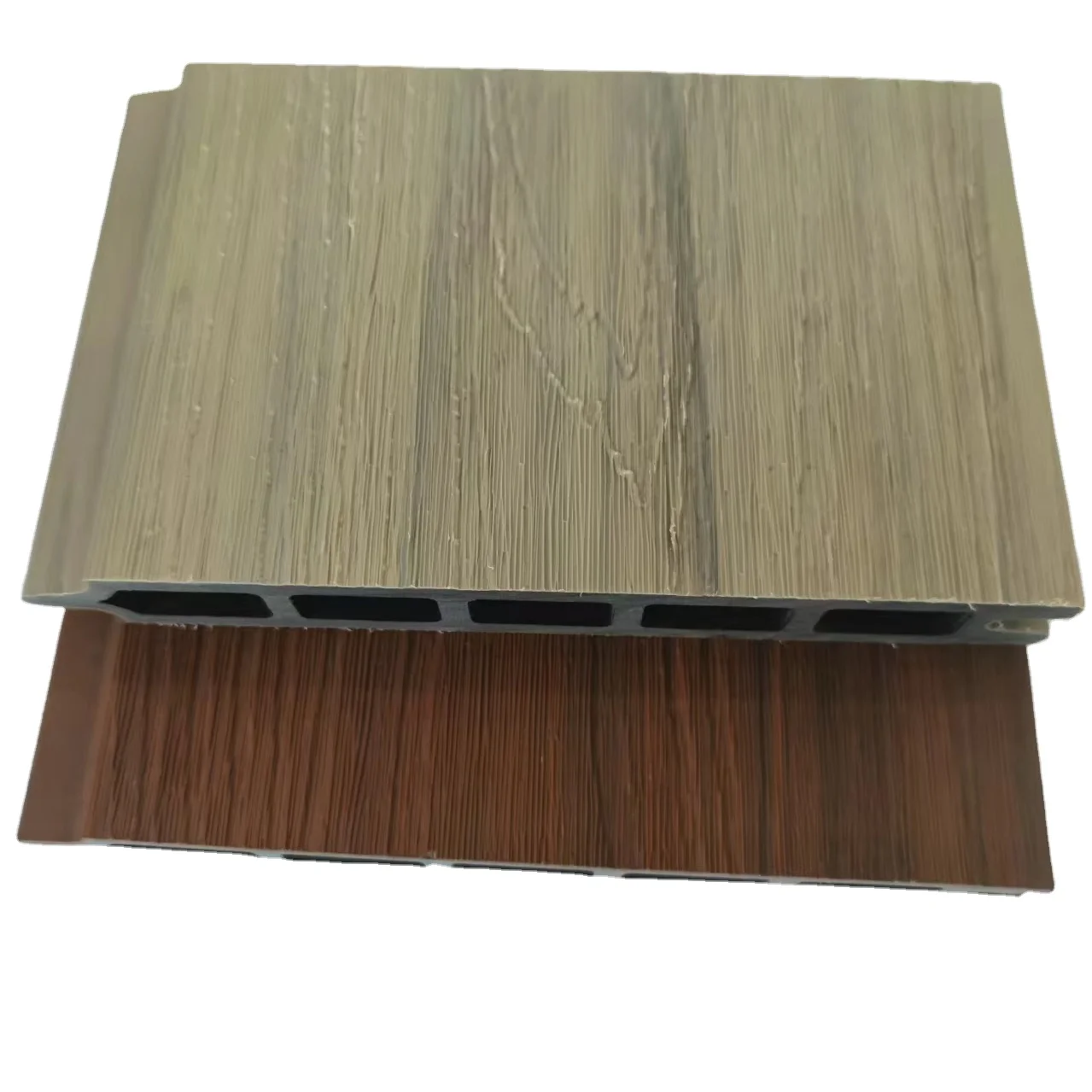 Luxury Water-Proof WPC Composite Outdoor Garden Fence Fashionable Wood Facade Aluminium Post Villas Co-Extrusion Wall Boards