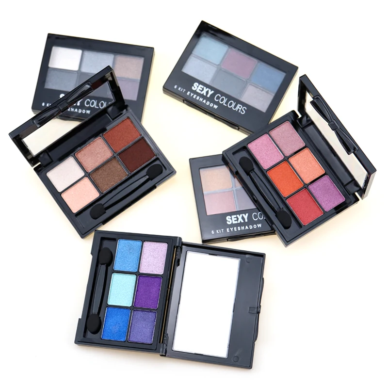 Wholesale Cosmetic  Make Up 6 Colors Waterproof Powder High Pigmented Private Label Eye Shadow Pallets