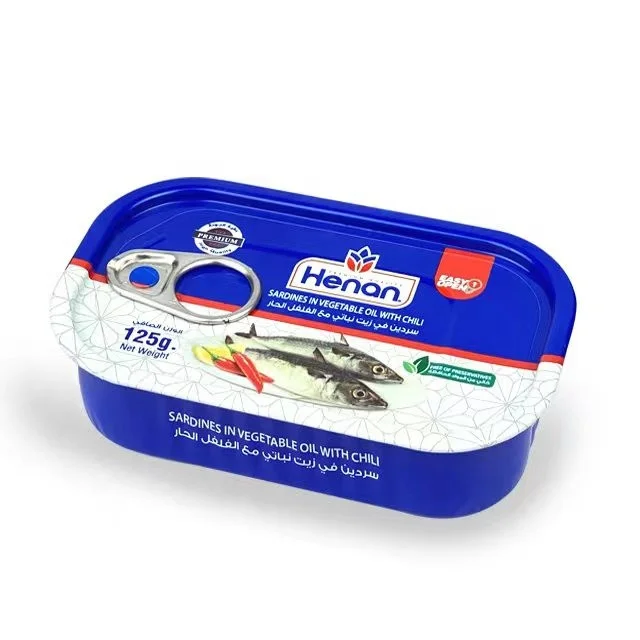 custom printed 2PC tinplate Empty Food Tin Can for Sardine Fish Canning