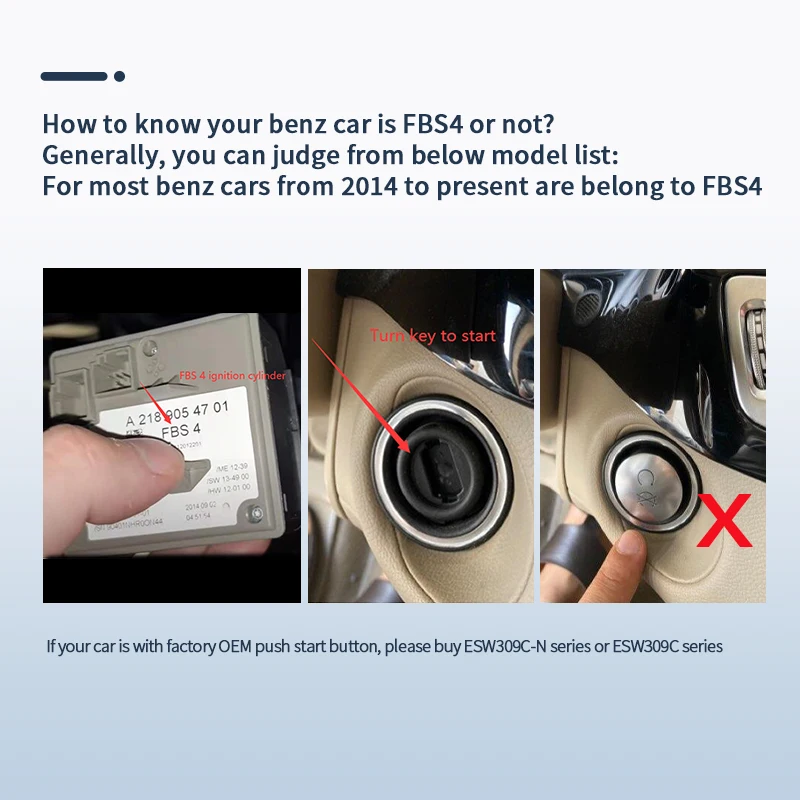 Hot Sale EASYGUARD smart key PKE passive keyless entry kit fit for  Benz 2014+ FBS4 with turn key start only high security