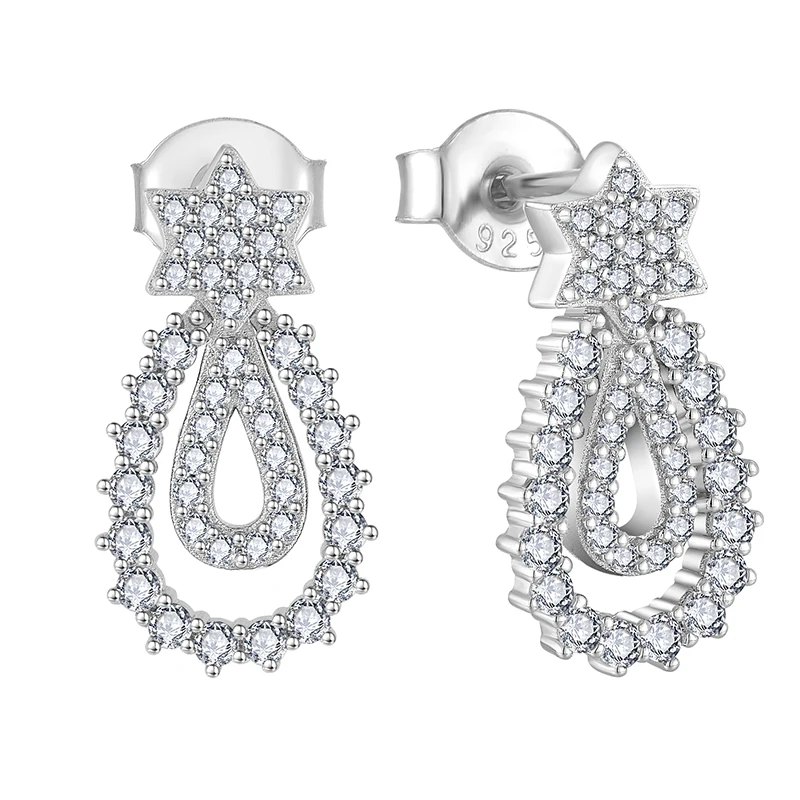 Женские серьги-гвоздики из серебра 925 пробы с родиевым