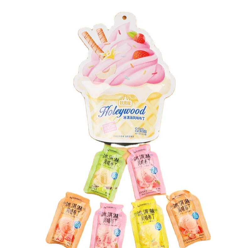 Holeywood Tiktok Popular Fruit Shaped Halal Jelly Pudding Sweet and Fruity Low-Fat Candy for Kids and Adults Packaged in Bags