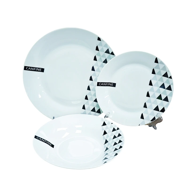Hot selling Ceramic dinnerware with Pad Print  Decal supplier Dinner Plates Soup bowl stoneware Porcelain dinnerware set  16pcs