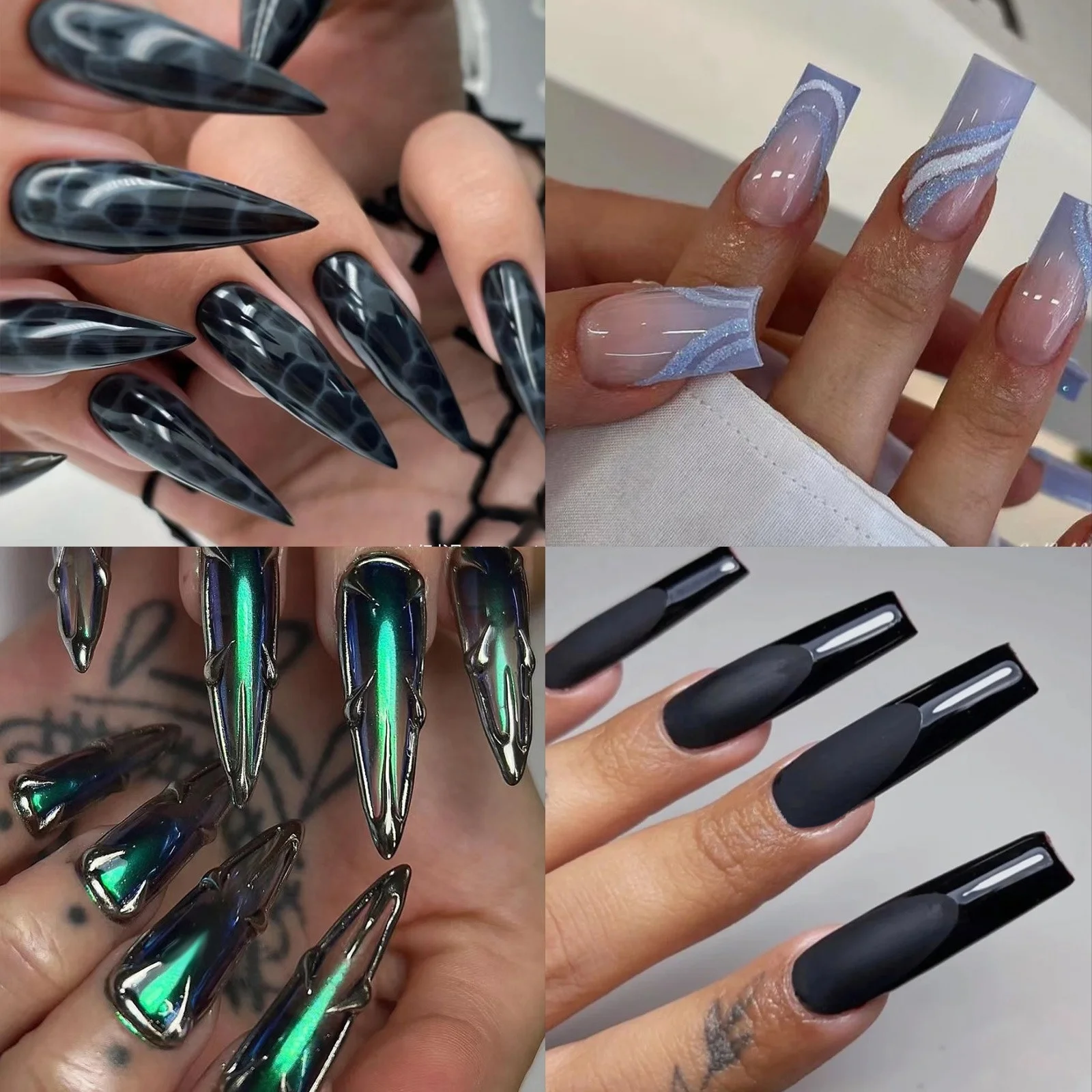 Acrylic Long Square Stiletto Nails Capsules Almond French Coffin Full Half Cover False Nails Artificial Nail Soft Gel Tips
