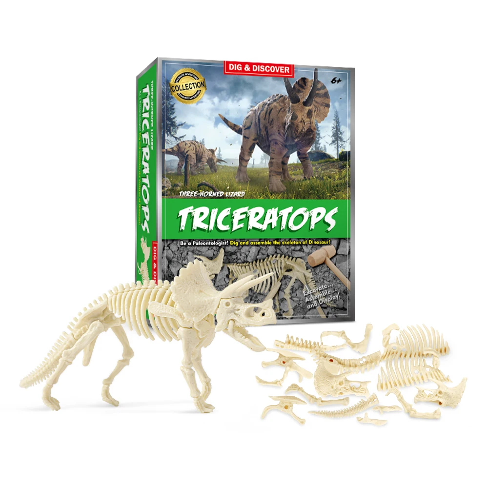 Kids science Learning Child stem Toys dino fossil skeleton digging Educational Triceratops Excavation Kits