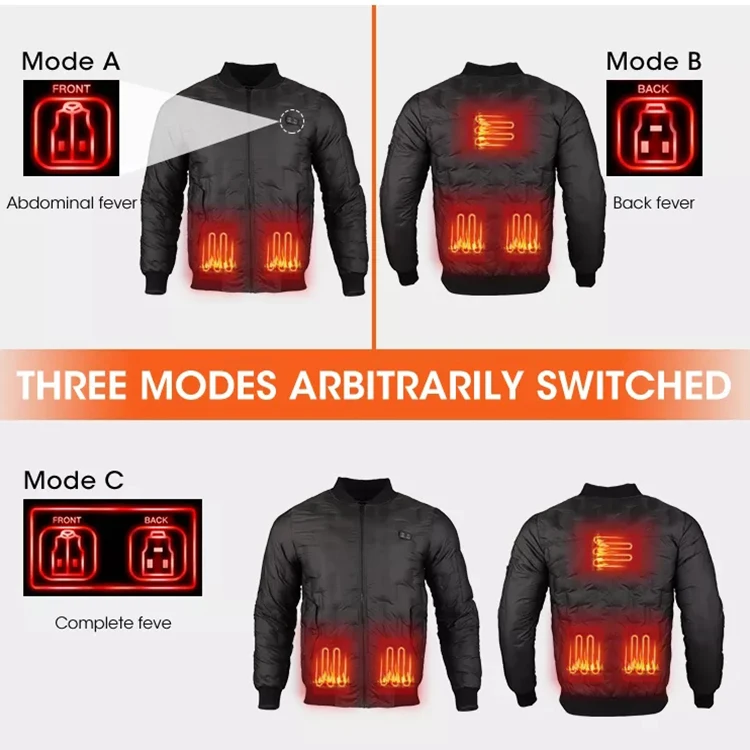 VINMORI CE Rechargeable Working Warm Heating Couples Winter USB 100% Cotton Heated Jacket