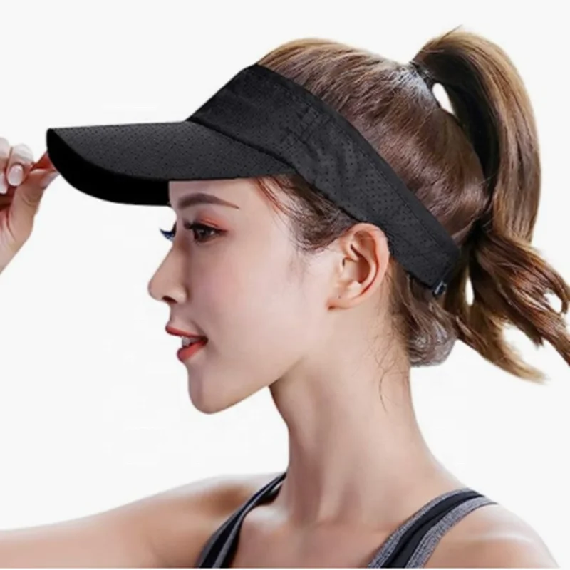 Wholesale Custom Embroidery Printed Outdoor lightweight Breathable Holes Visor Beach Adjustable Sun Cap Quick Fast Dry Visor Cap