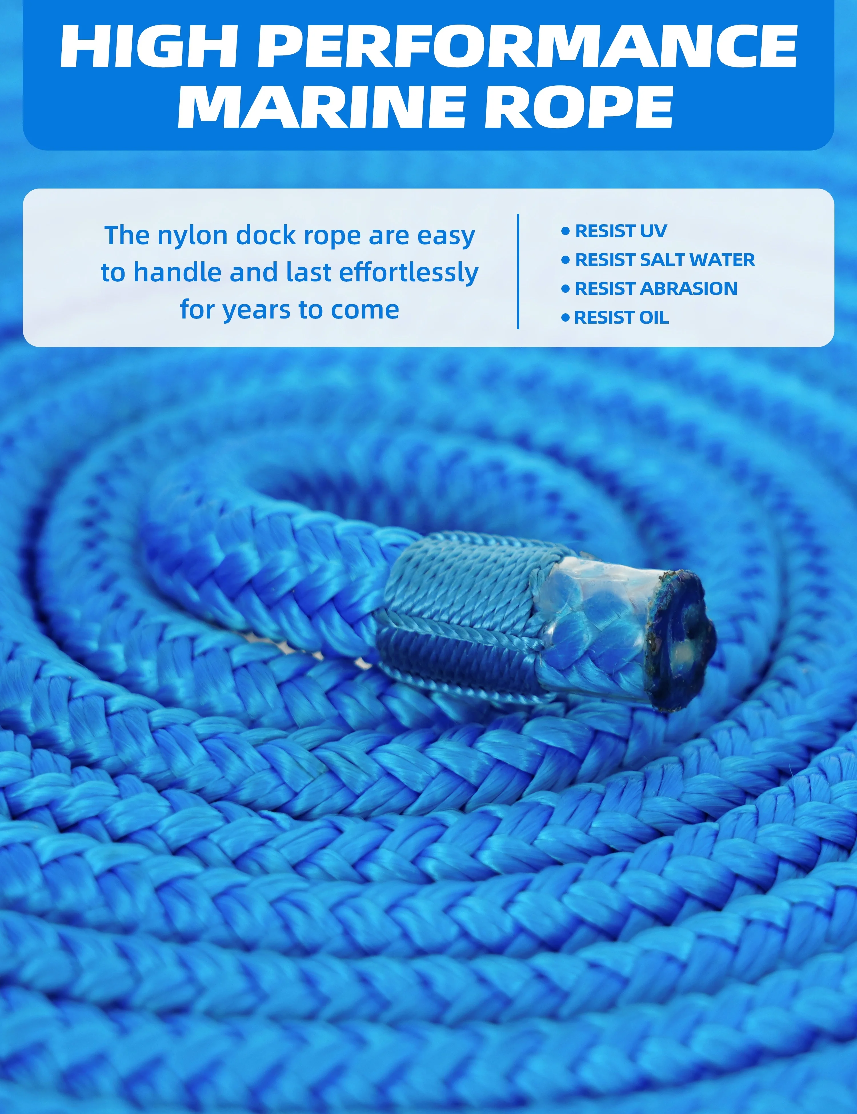 Marine Docking Lines Boat Mooring Line Double Braided Nylon Dock Lines