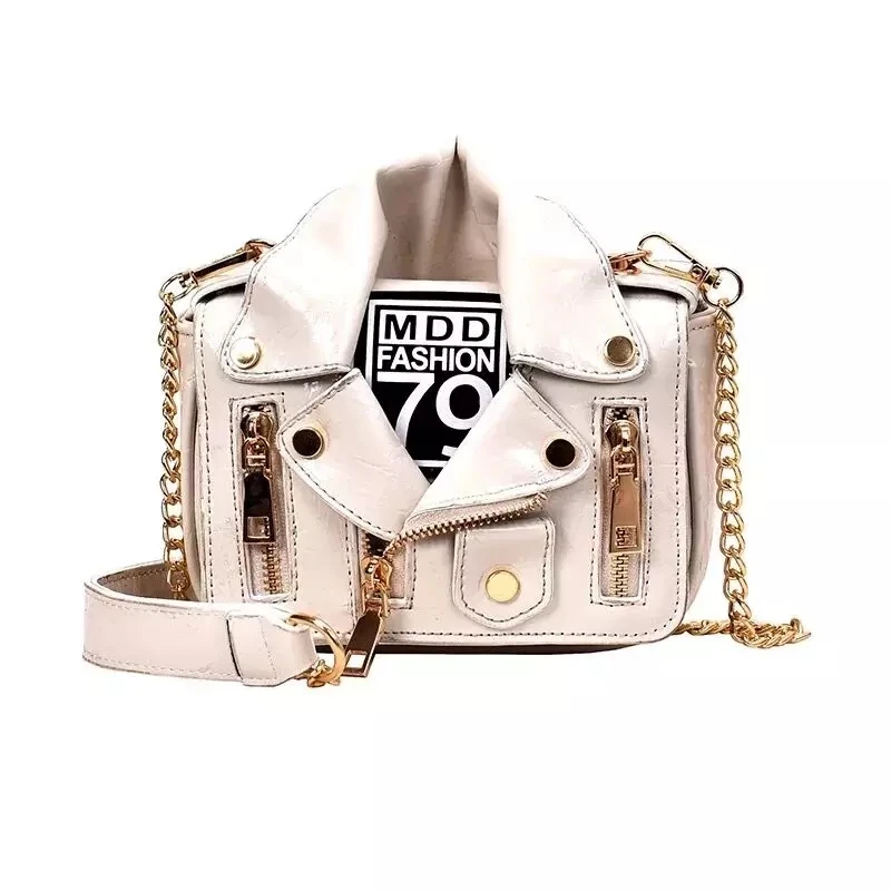 
2021 Trend Unique Bags Jacket Shaped Shoulder Jelly Crossbody Bag Handbags Moneybag Party Purse Red Pu Leather Chain Bag 