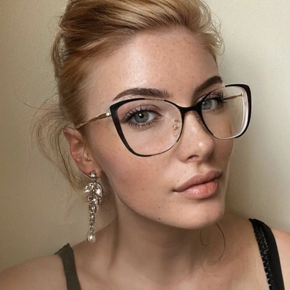 lentes luz azul paint red pink hawksbill metallic cat eye 2023 female girls optical frame blue light block fashion glasses
