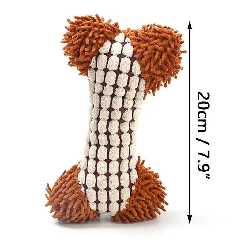 Dog Puppy Toys Pet Supplies Pets Chew Toy Bone Shape Squeak Cleaning for Small Medium Dog Accessories Training Plush Sound