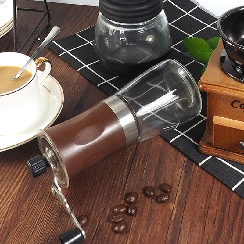 Household Small Portable Hand Crank Multifunction Professional Conical Glass Coffee Grinder