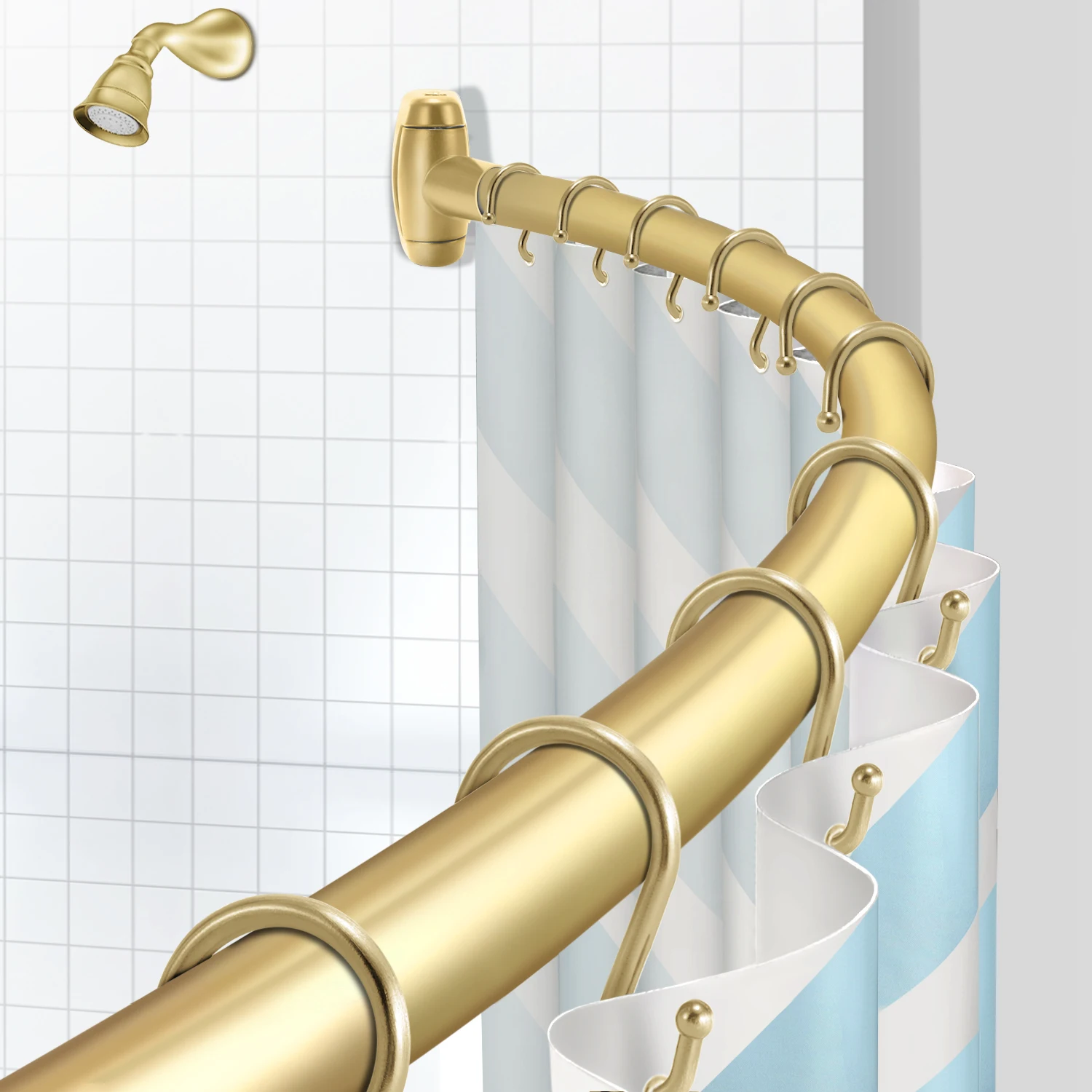 Wholesale Fixed Stainless Steel Stainless Steel Rod Holder Shower Bathroom Curtain Rod Gold Brushed