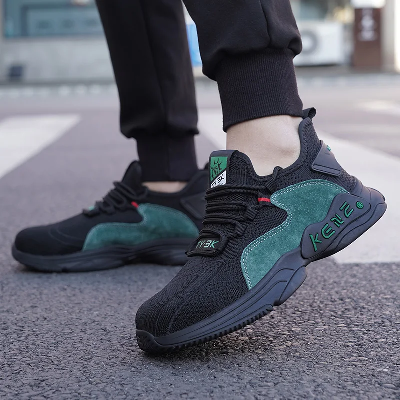 Высококачественная амортизирующая защитная обувь на воздушной подушке, Мужская модная походная обувь, нескользящая защитная обувь