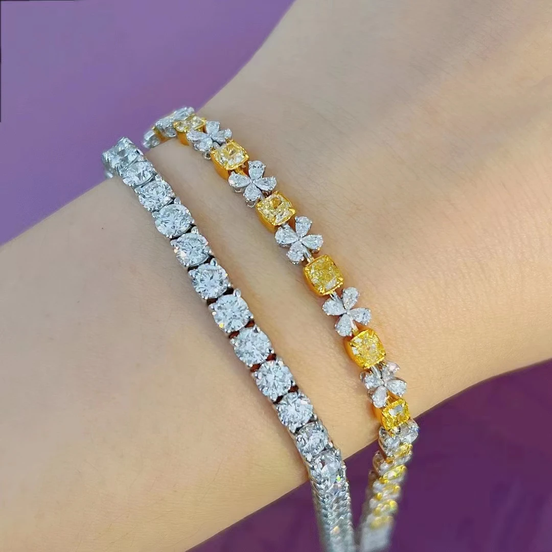 10ct Natural Diamond Tennis Bracelet Pure 18K White /Yellow Gold Customized Workshop Price Luxury Jewelry Gift for Men and Women