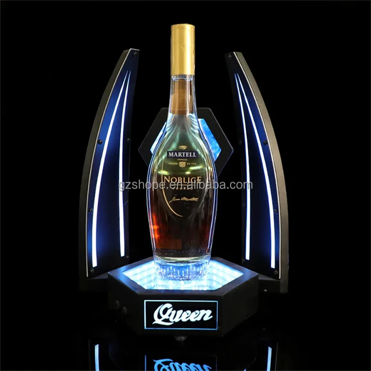 SHP Custom Acrylic Wine Bottle Glorifier Rack Led Lighting Base Display Whisky Bottle Glorifier Display