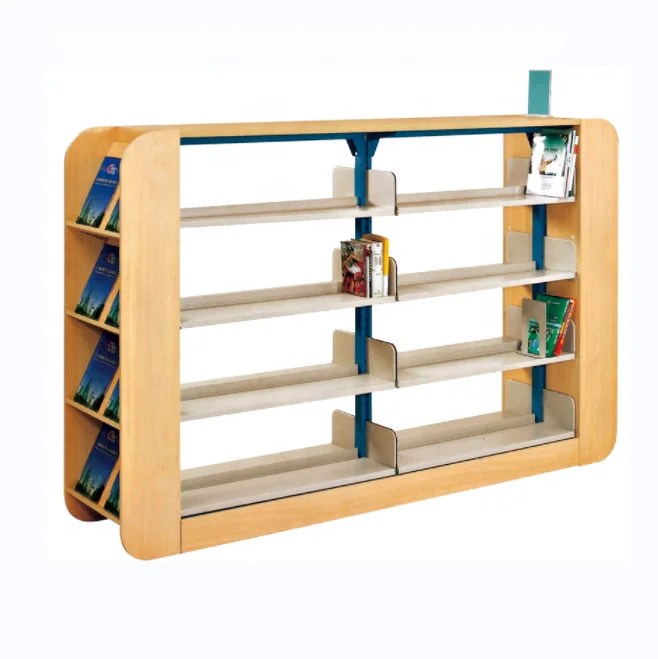 Primary school library furniture double side 4 tiers books storage shelf kids bookshelf