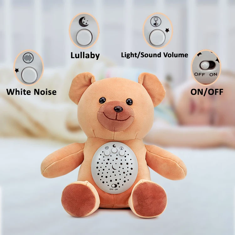 plush bear with music projection baby sleep soothing plush Stuffed animals toy white noise machine